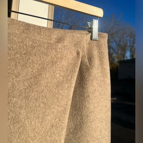 🆕 French Connection Beige Wrap Mini Skirt Asymmetrical Wool-Blend Size M (8)
